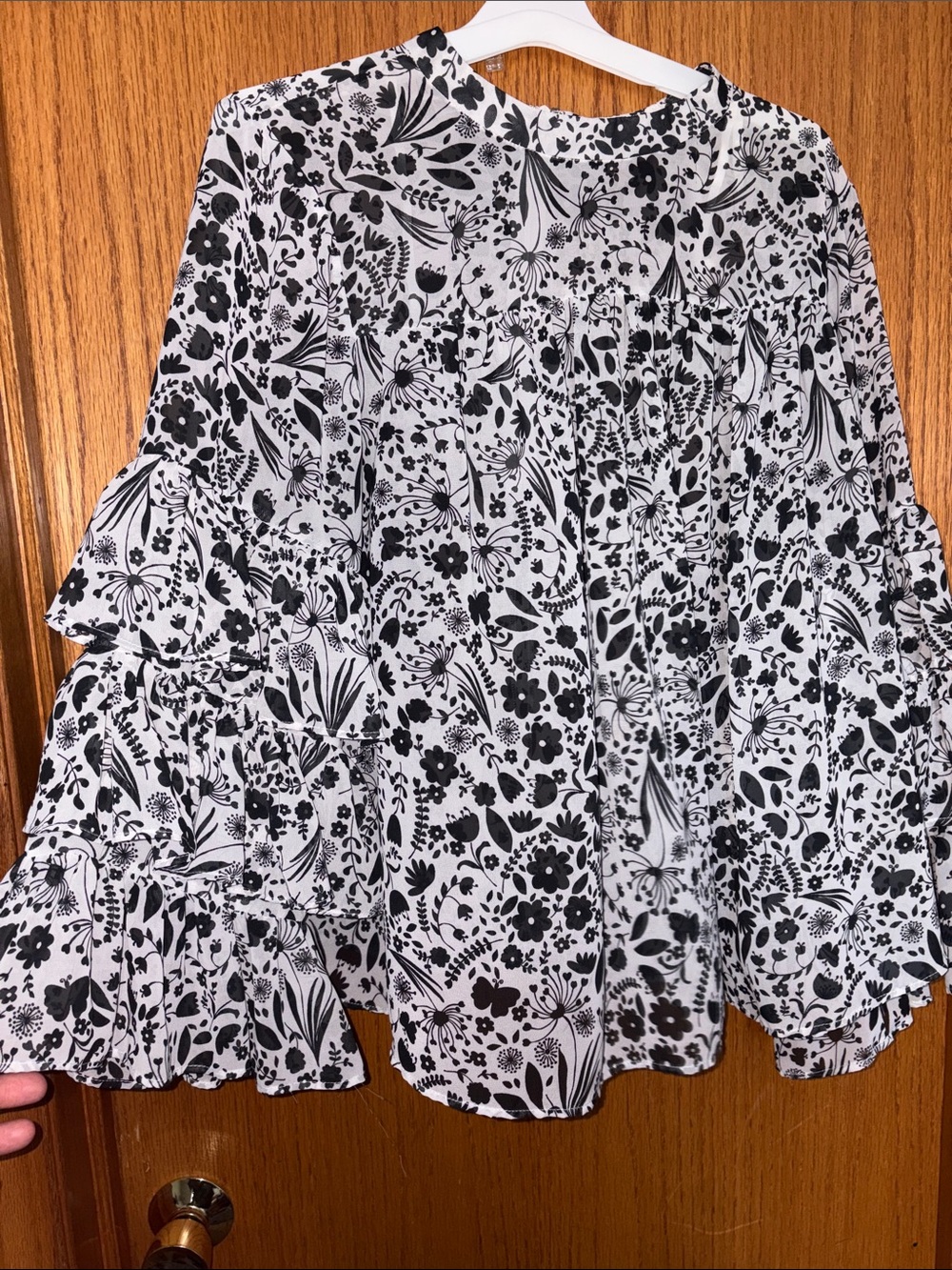 Nanette Lepore Black and White Floral Blouse